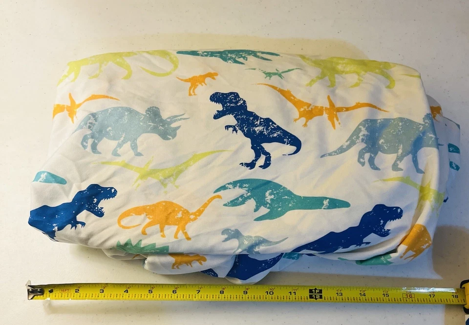 MK Home 3pc Full Fitted Sheet Set for Boys – Dinosaurs Green Blue Orange White - Image 2 of 2