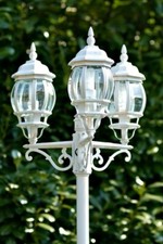 Lampione da giardino 3 lanterne Lampada da esterno Bianco Classico Metallo 37234