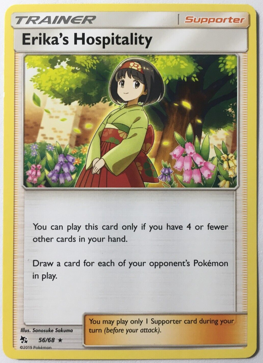 POKEMON ERIKA'S HOSPITALITY 56/68 HIDDEN FATES RARE NEAR MINT