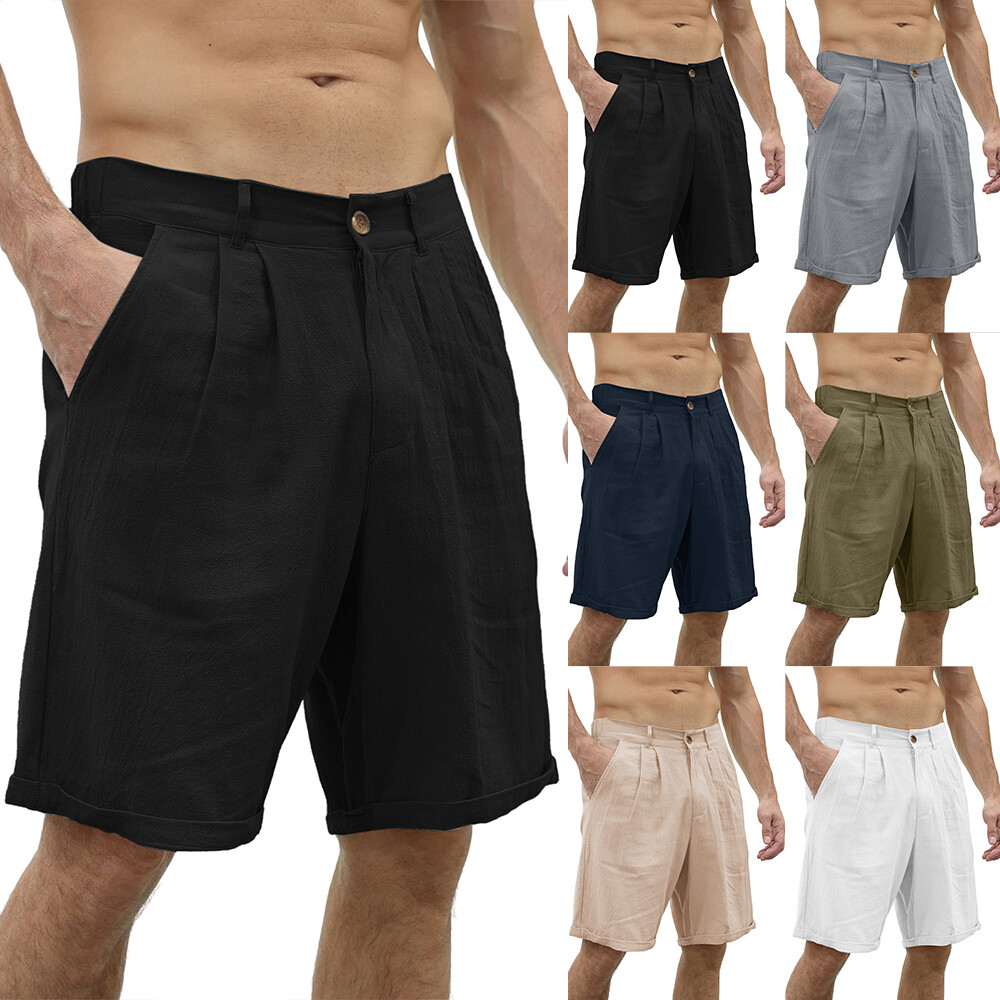 Mens Shorts Elasticated Waist Shorts Fitness Pockets Gym Workout Shorts