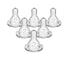 Dr. Brown’s Level 2 Silicone Baby Bottle Nipple, Medium Flow, 6-Pack for 3m+