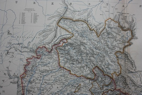NORTHERN INDIA, large original antique map, Johnston, 1871 - Picture 3 of 7