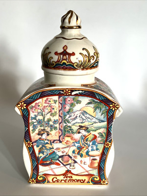 Vintage WINDSOR Bone China  England TEA CEREMONY 7''h  Lidded Tea Jar ''Chip''