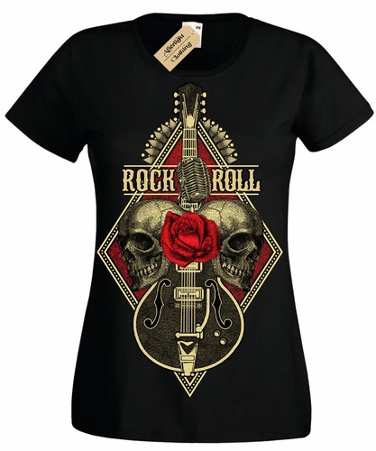 T-Shirt Womens skull metal band 