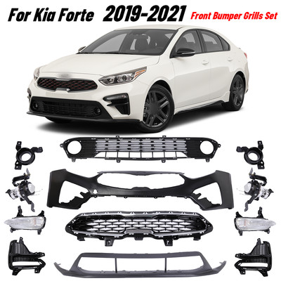 Front Bumper Kit Complete With Grille/Turn Signal Lights For 2019-2021 Kia Forte