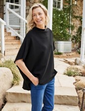 Frank Eileen Audrey Funnel Neck Capelet Black