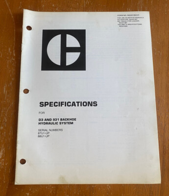 CAT Systems Operation Testing & Adjusting D3 & 931 Track-Type Loader Hydraulic S