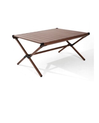 Ozark Trail Aluminum Roll-Top Camping Table, Dark Brown