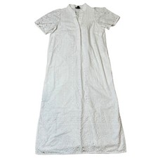 Ann Taylor Petite Short Sleeve Mock Collar V-Neck Eyelet Lined Dress Size XSP