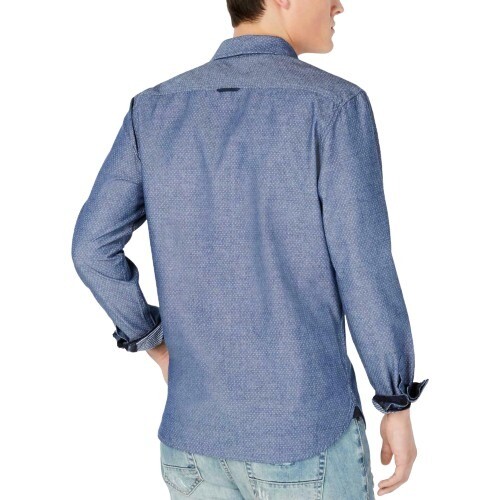 Blue Rag Button American Rag Cie Mens Button Front Shirt Blue Pindot Long Sleeve ...
