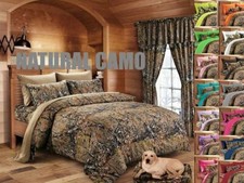 NATURAL BROWN CAMO 6 pc FULL SIZE SHEETS AND PILLOWCASES SET CAMOUFLAGE WOODS