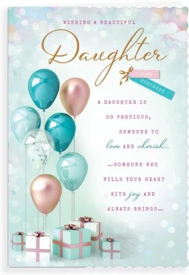 SIMON ELVIN Wishing A Beautiful Daughter Happy Birthday Card. 23x15cm (9x6 Inches)