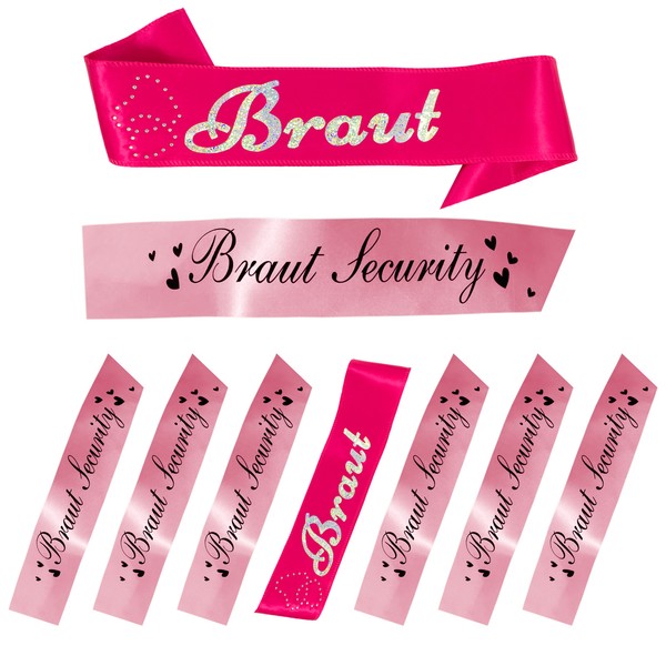Braut + Braut Security SchäRpe Set FüR Junggesellinnenabschied Jga In Pink Rosa-image
