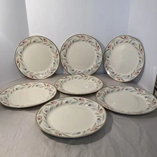 7 NANTUCKET HOMER LAUGHLIN Dinner Plates Eggshell Nautilus China Gold Rim 9 3/4”
