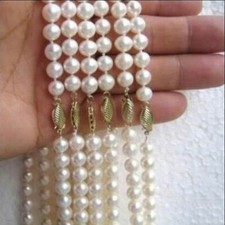 Wholesale 6pcs Natural 7-8mm White Freshwater Real Pearl Necklaces 18"