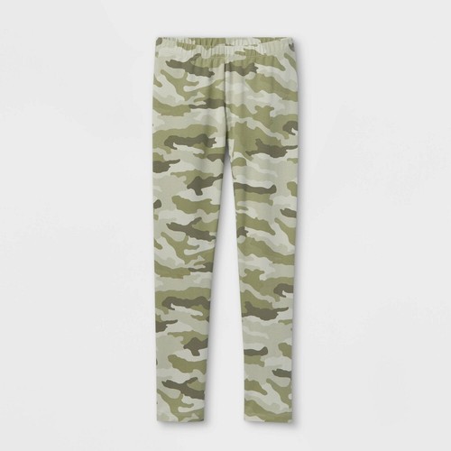 Cat & Jack Girl's Slim Fit Camo Green Tough Cotton Leggings, Size XS(4/5) - Picture 3 of 3