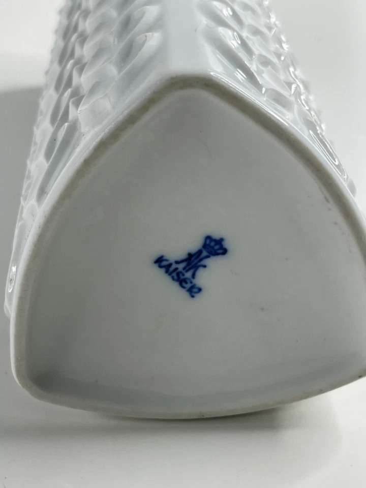 Kaiser Porzellan Blumen Vase weiß ca. 23cm Blätter - Bild 4 von 4