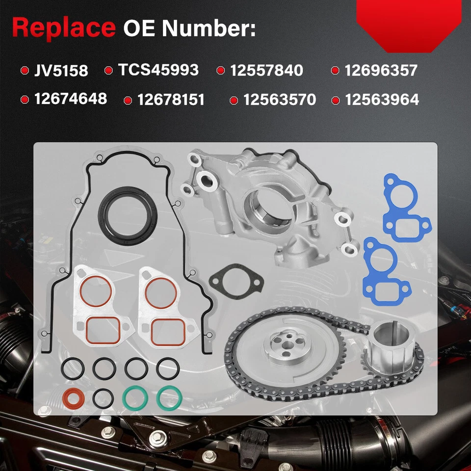 Bomba de aceite M295HV con kit de cadena de distribución para Chevrolet GM 4,8 L 5,3 L 6,0 L L LS1 LS2 LS3 Foto 2 de 4