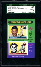 1975 TOPPS MINI BASEBALL #193 Yogi Berra Roy Campanella 1955 MVP SGC 8 NM-MINT