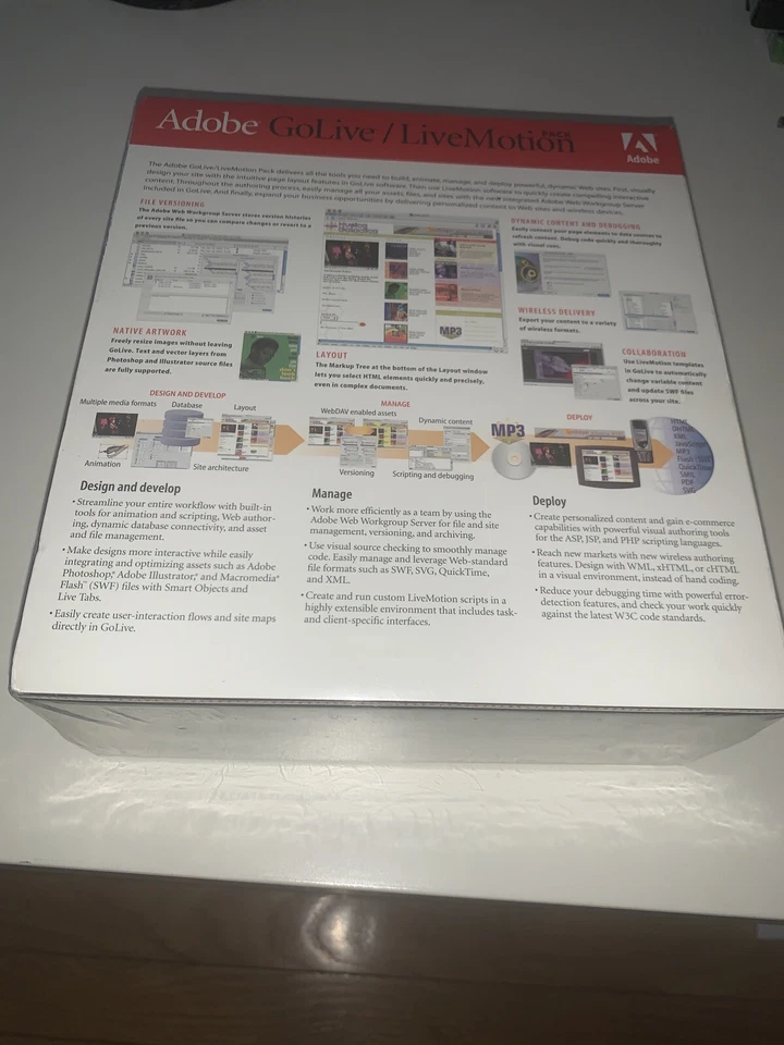 Adobe GoLive 6.0 & Live Motion 2.0 For Mac Brand New Sealed Box Rare Shrinkwrap - Image 3 of 4