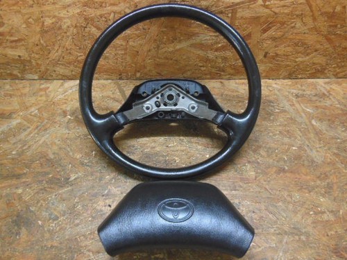 1990 1994 JDM TOYOTA CORSA TERCEL EL41 BLACK REXIN STEERING WHEEL RARE ITEM OEM - Picture 6 of 12