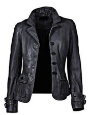 New Women's Genuine Lambskin Soft Leather Motorcycle Slim fit Biker Jacket/Coat