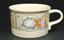 4 Mikasa Intaglio CAA31 "Summer Jewels" Flat Cup 7oz. Coffee or Tea Excellent!