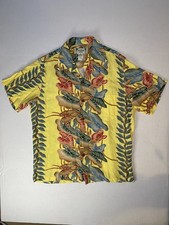 Kamehameha Hawaii Rayon Aloha Shirt Men  s M Yellow Floral Vintage