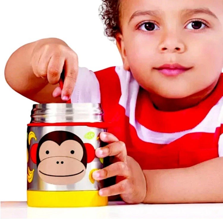 Tarro de comida aislado Skip Hop Zoo Monkey bebé niño pequeño para ir 5 horas frío 7 horas cálido Foto 3 de 4