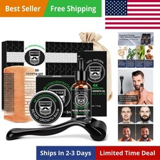 Beard Kit, Beard Growth Kit w/Natural Ingredients Beard Oil Balm, Men's Car...
