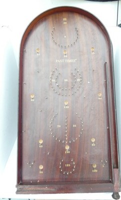 Vintage Holz Bagatelle Flippertisch 29'' x 16'' mit 5 Murmeln