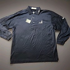 The Hartford Tour Logo Blue Golf Long Sleeve Lisle Cotton Polo Shirt Mens XL