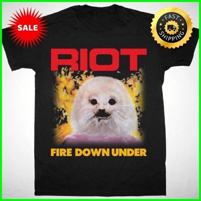 RIOT Fire Down Under 1981 T-shirt Black Cotton QD489PH