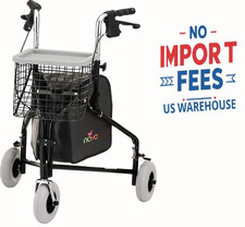 NOVA Traveler 3-Wheel Rollator Walker with Basket Tray Pouch Foldable NEW