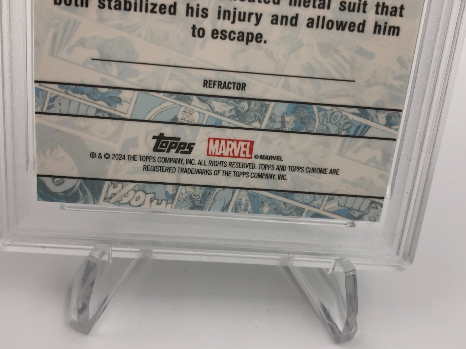2025 TOPPS CHROME MARVEL Card  IRON MAN #13  REFRACTOR  graded slab PSA MINT 9 view 10