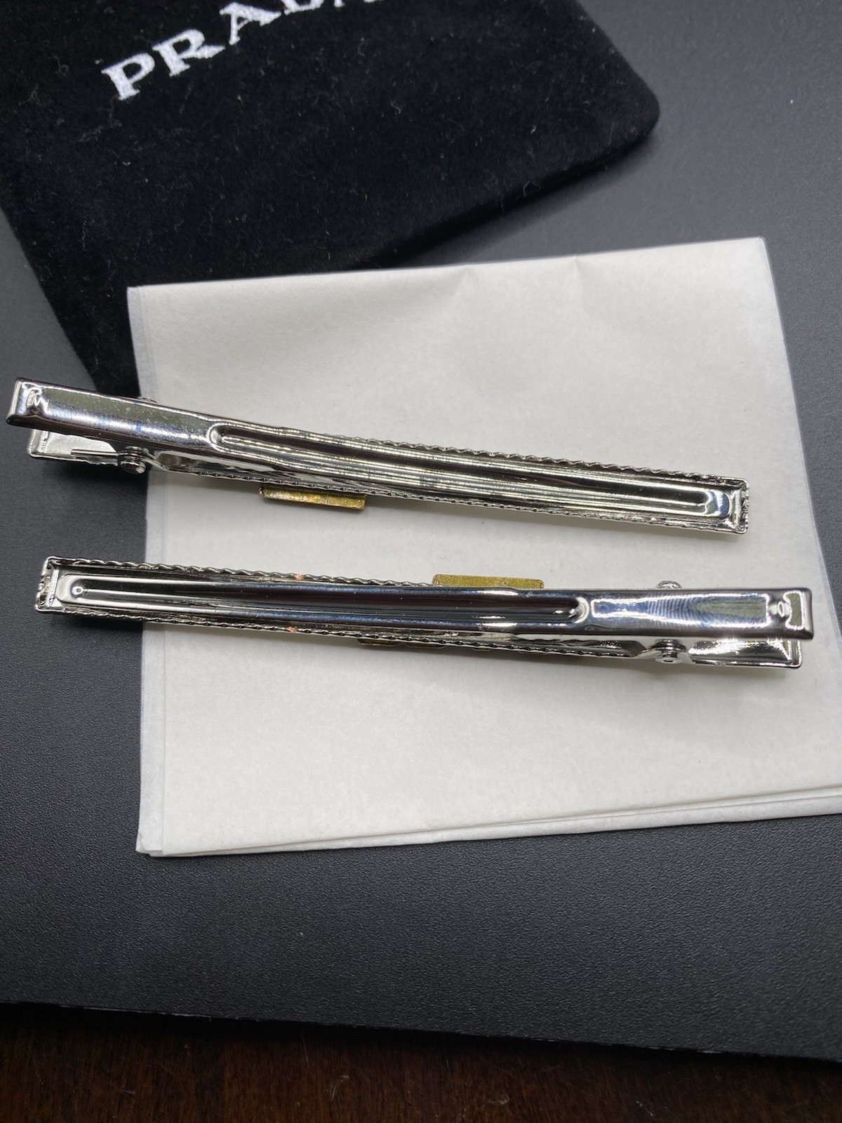 PRADA Hair Clip Alligator Hair Accessories Hair Accessory (Pair) Used NO BOX thumbnail 4