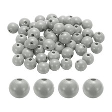 50pcs 20mm Light Gray Round Wood Beads 3.3mm Large Hole for Jewelry Making