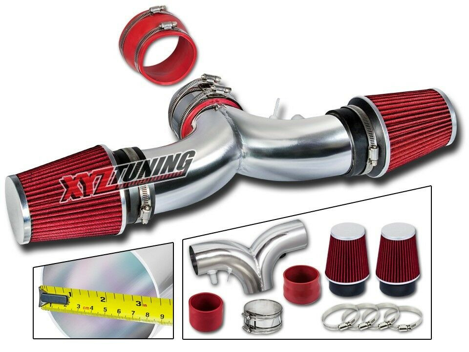 3.5 " Rot Doppel Zwilling Kurz RAM Luft Ansaug + Filter Für 94-96 Roadmaster /