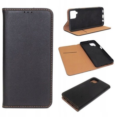 FÜR SAMSUNG GALAXY A12 5G - Forcell ECHT LEDER Tasche Case Handy Hülle SCHWARZ