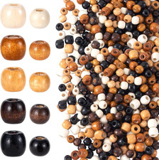 600Pcs Wooden Beads for Crafts, 9X10Mm  11X12Mm round Large Hole