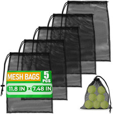 Small Mesh Bags Drawstring Black 5Pcs 11,8x7,48'' Strong, Lightweight, Breatha