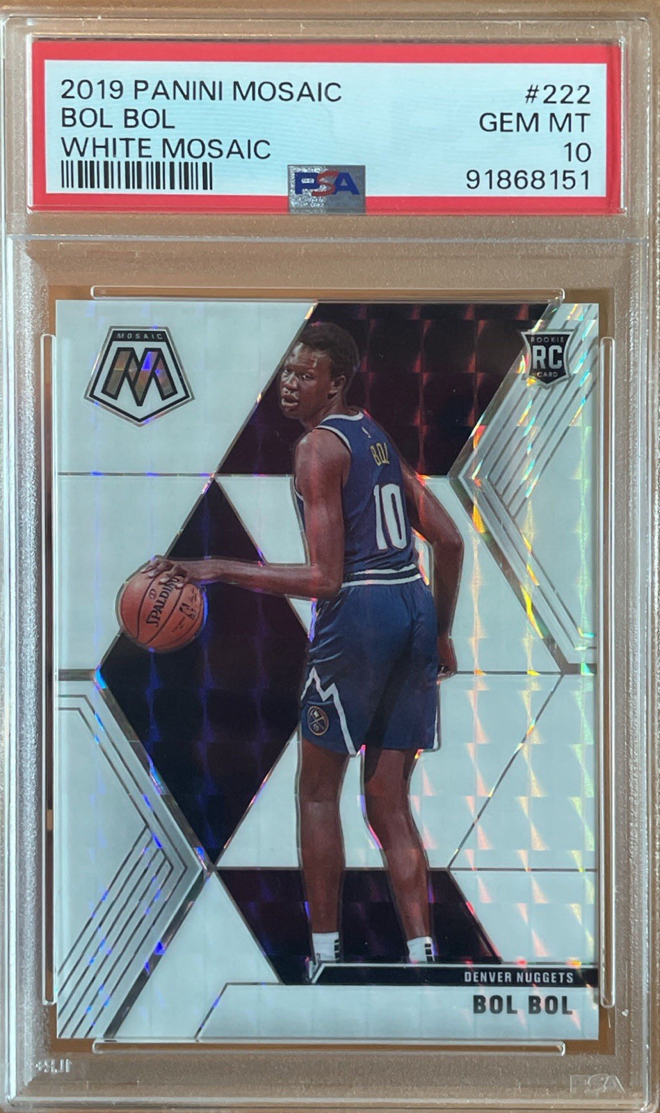 2019 Panini Mosaic Bol Bol White Prizm /25 PSA 10 Rookie RC #222