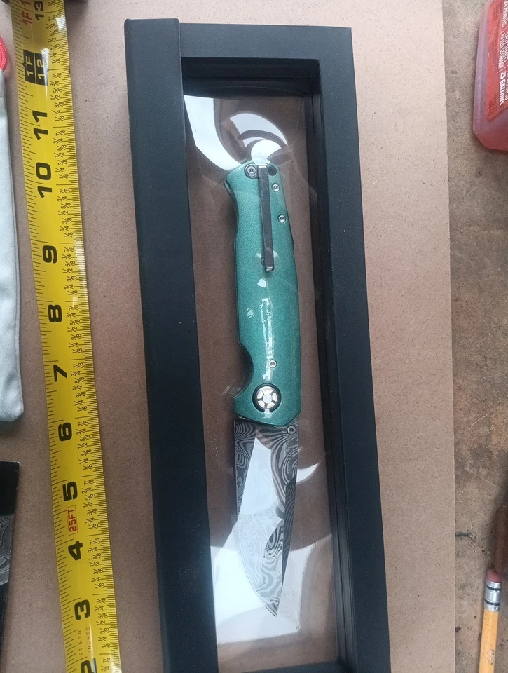 Boker Solingen MACH-1 Damast Jade Aluminum (3.2" Damascus) *SEE DESCRIPTION* - Image 2 of 3