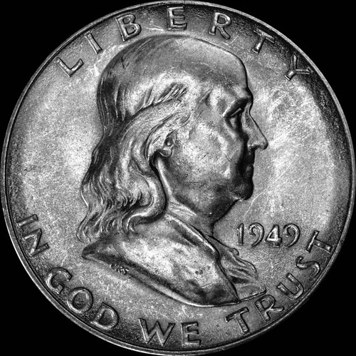 1949-S Franklin Silver Half Dollar, Uncirculated, S Over S,  224