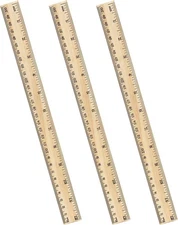 ZZTX 3 Pack Wooden Ruler 12 Inch Rulers Bulk Wood Measuring 3 Pack, 12 