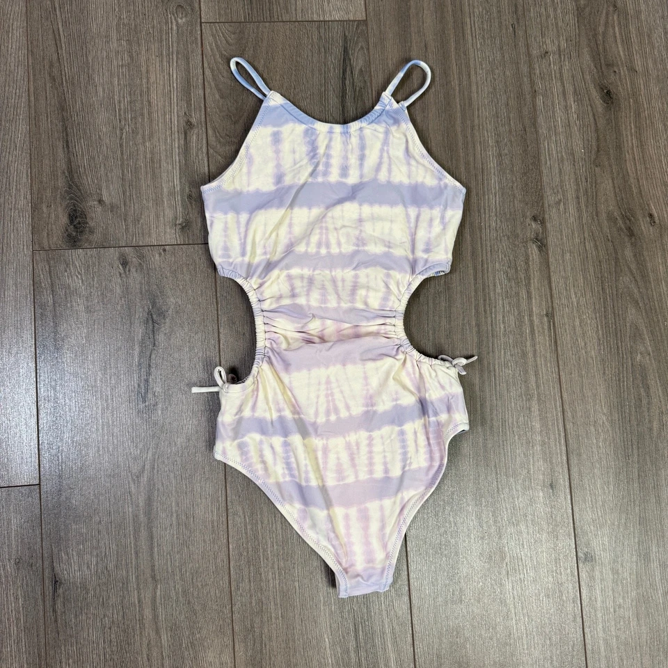Traje de baño de una pieza Crewcuts by J.Crew corte lateral niñas 12 Peri Breeze tie dye Foto 3 de 4