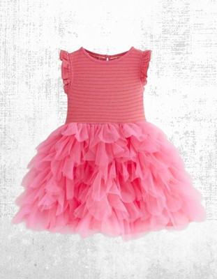 Ex Mini Boden Mädchen ärmelloses Blütenblatt Rock Tüll Kleid in Rosa UVP 55£