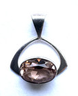 Vintage Sterling Silver & Peach Color Stone (topaz?, Cz?) Pendant — photo 1