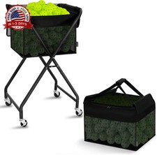 Foldable Tennis Ball Hopper Cart with Removable Ball Bag