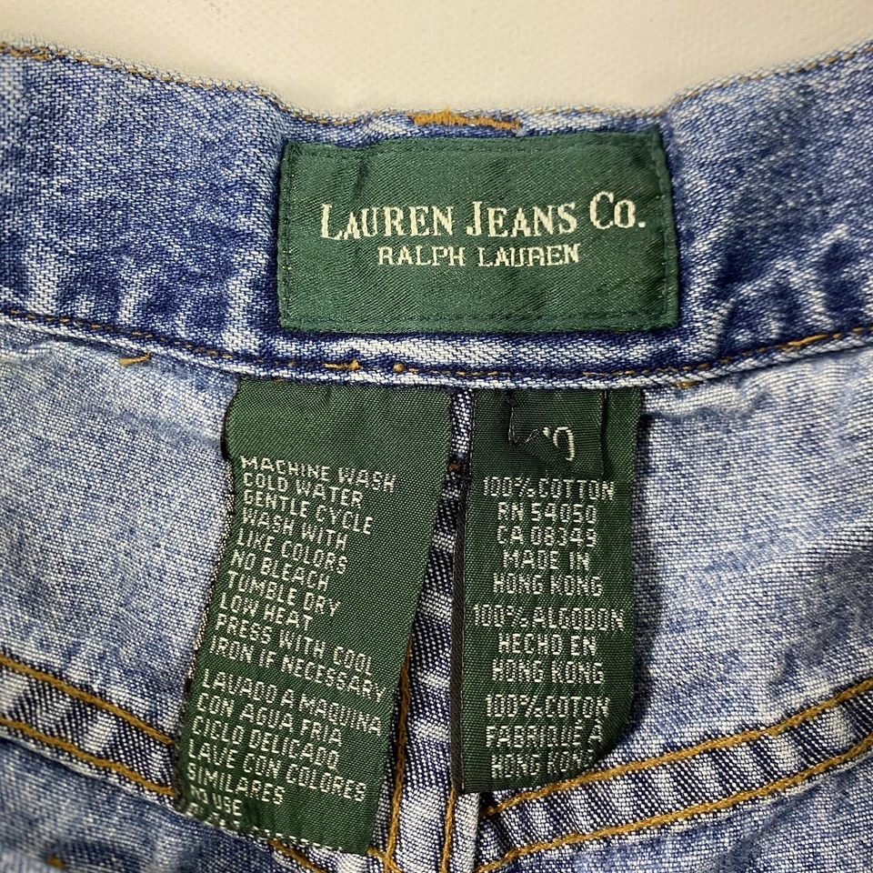 Vintage Lauren Jeans Co Ralph Lauren Denim Shorts Womens 10 Blue High Rise 90s - Image 4 of 4